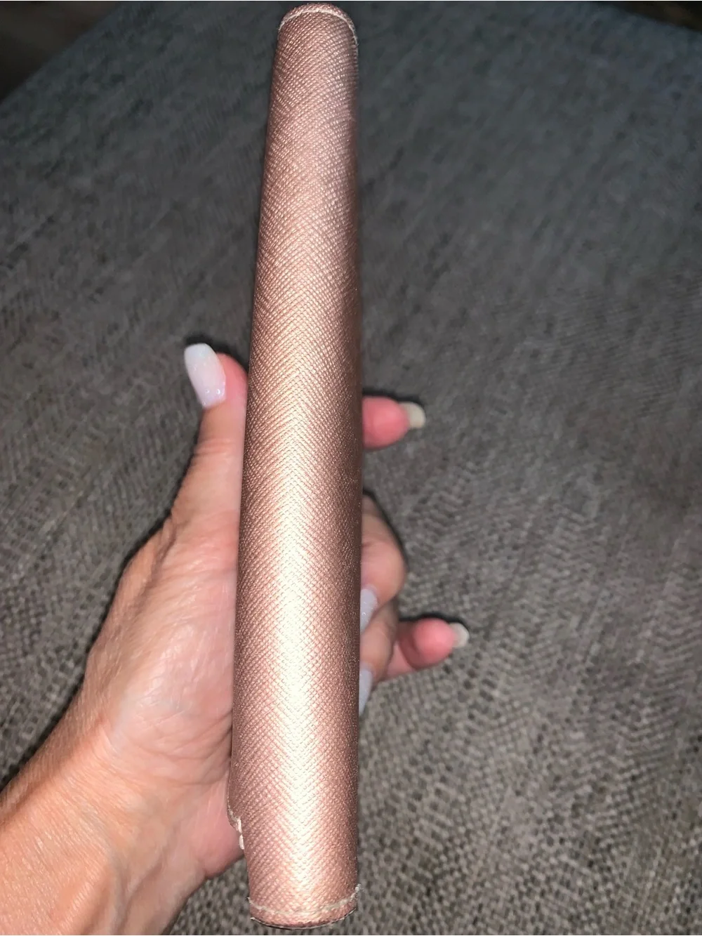 Kate Spade rose gold wallet with callouts